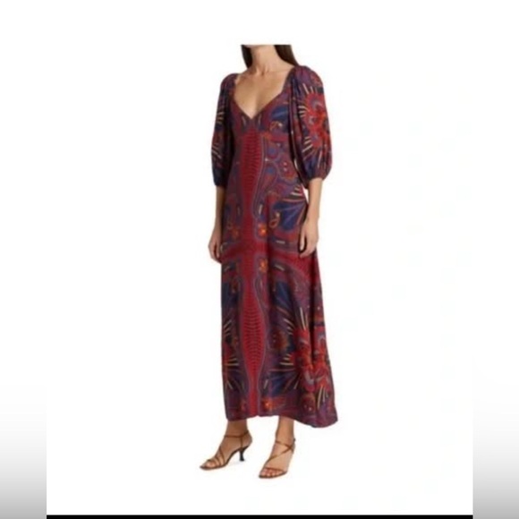 FARM Rio Red and Blue Midi Dress - Picture 2 of 8